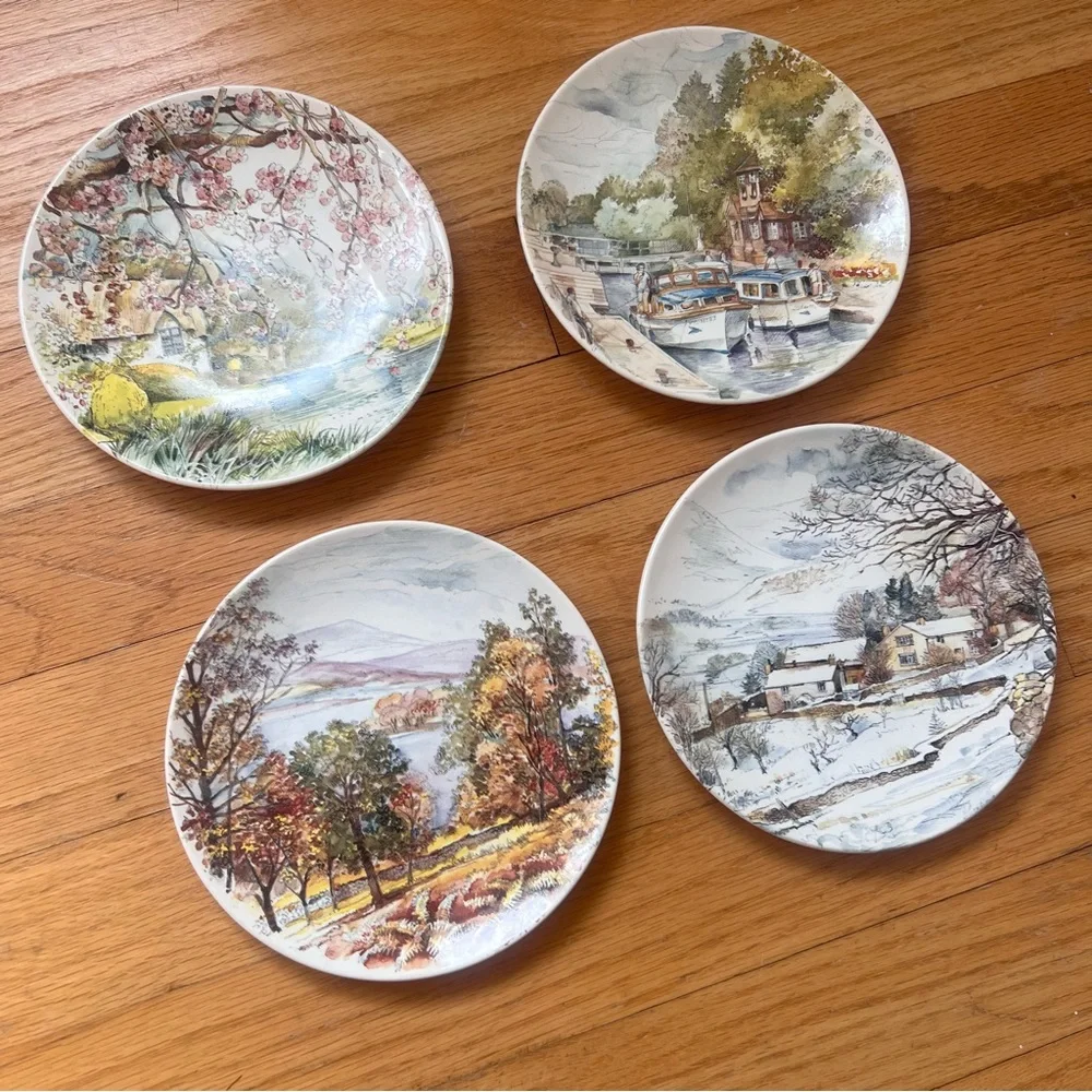 Poole Scenic small Plates - 4 seasons Set of 4 vintage